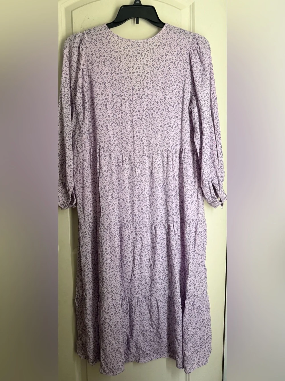 a new day rayon Lilac Floral print V‑Neck Maxi Dress lightweight boho summer - Picture 12 of 12